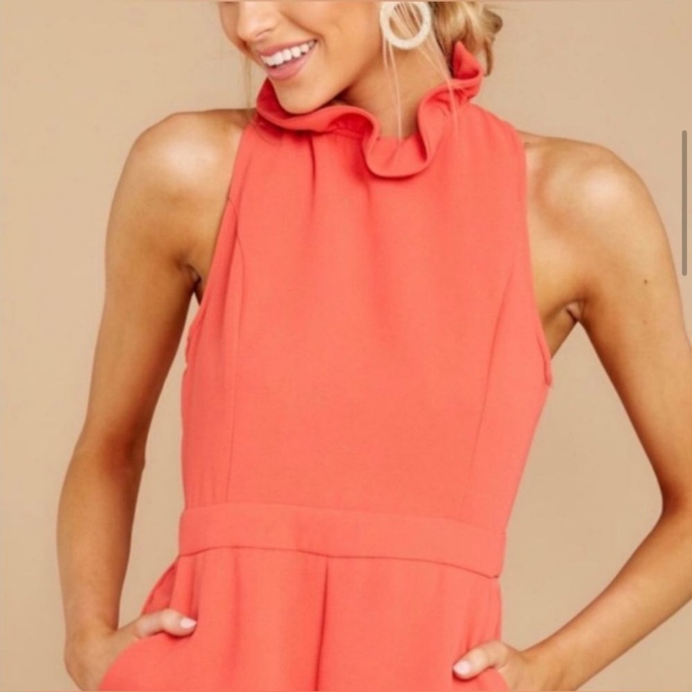 DO+BE coral high neck, bow back shorts romper. So cute! Size M. EUC. - Picture 3 of 8